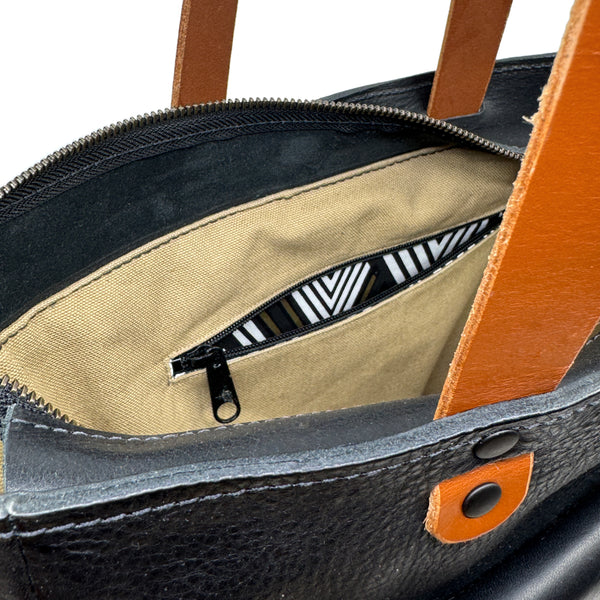 Ziggy Convertible Backpack Tote Obsidian and Chestnut