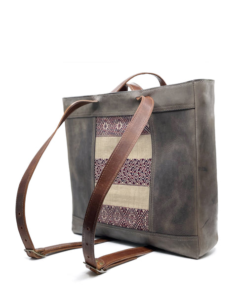 Burma Ziggy Backpack Tote - Grey