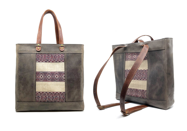 Burma Ziggy Backpack Tote - Grey