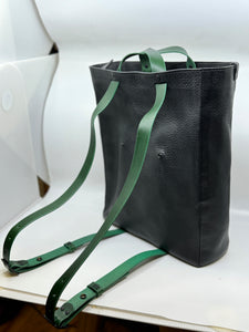 Ziggy Convertible Backpack Tote Obsidian & Green