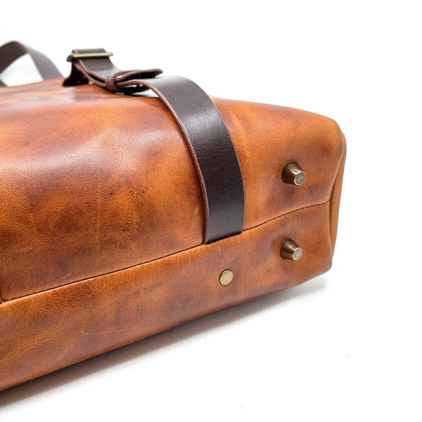 Ziggy Mini Convertible Backpack Tote Rust and Brown