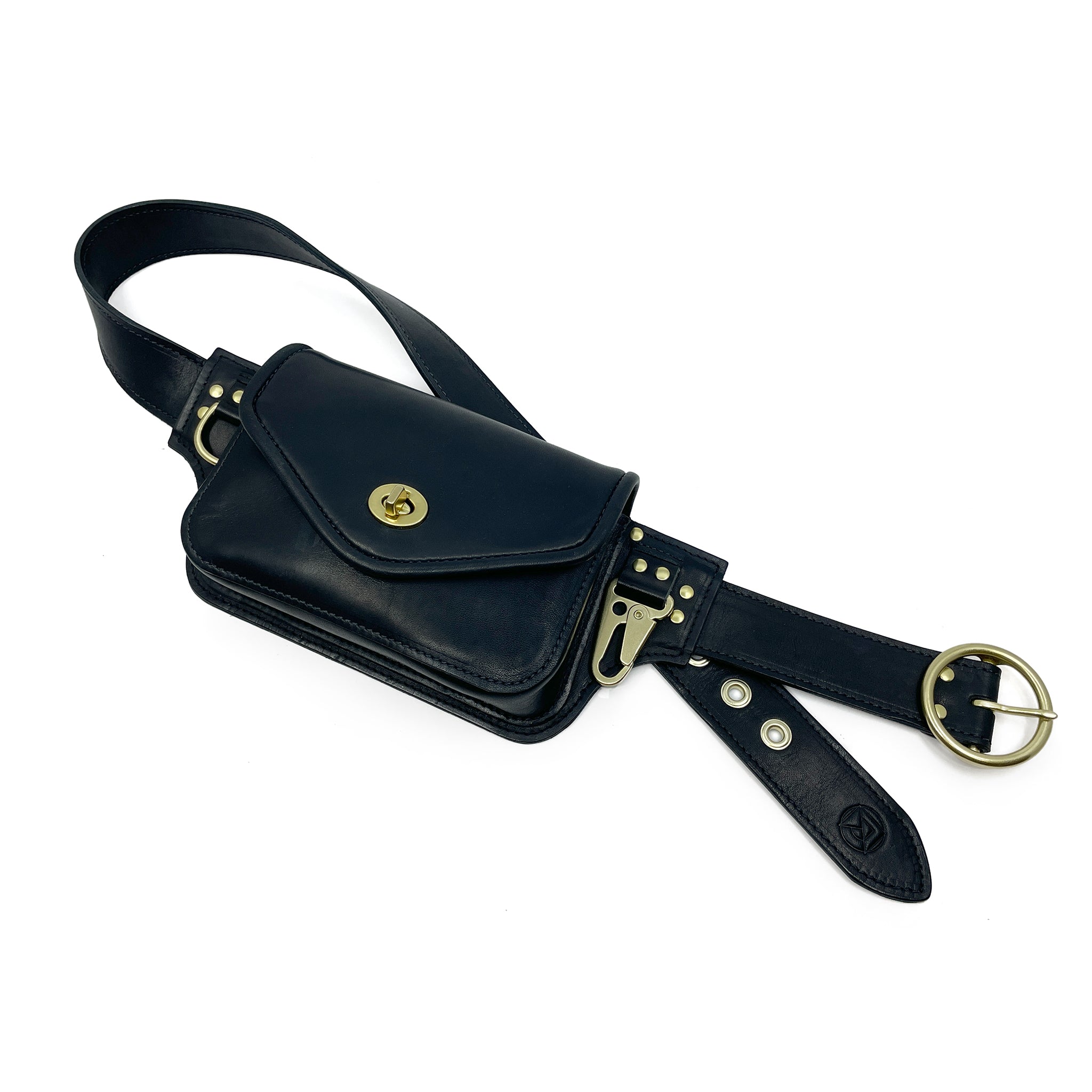 Obsidian Hip Pack with Brass Hardware - Readymade 36”-42”